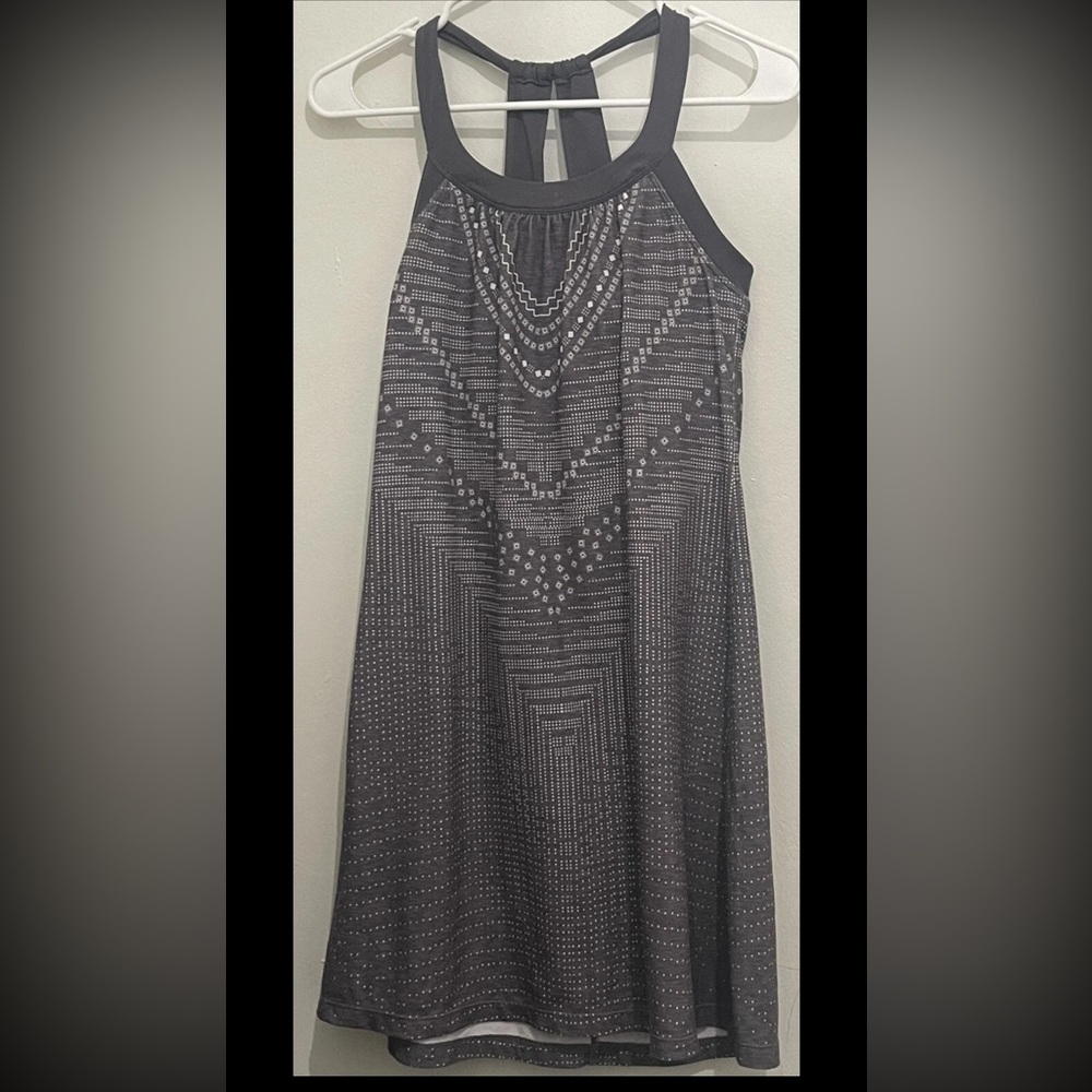 PrAna Woman’s XS Cantine Dress Gray White Bra Halter Adjustable Back